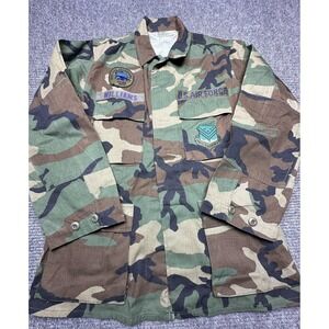 Vintage USAF Jacket Mens Small Regular 14th Tactical Fighter Woodland Camo 80s
